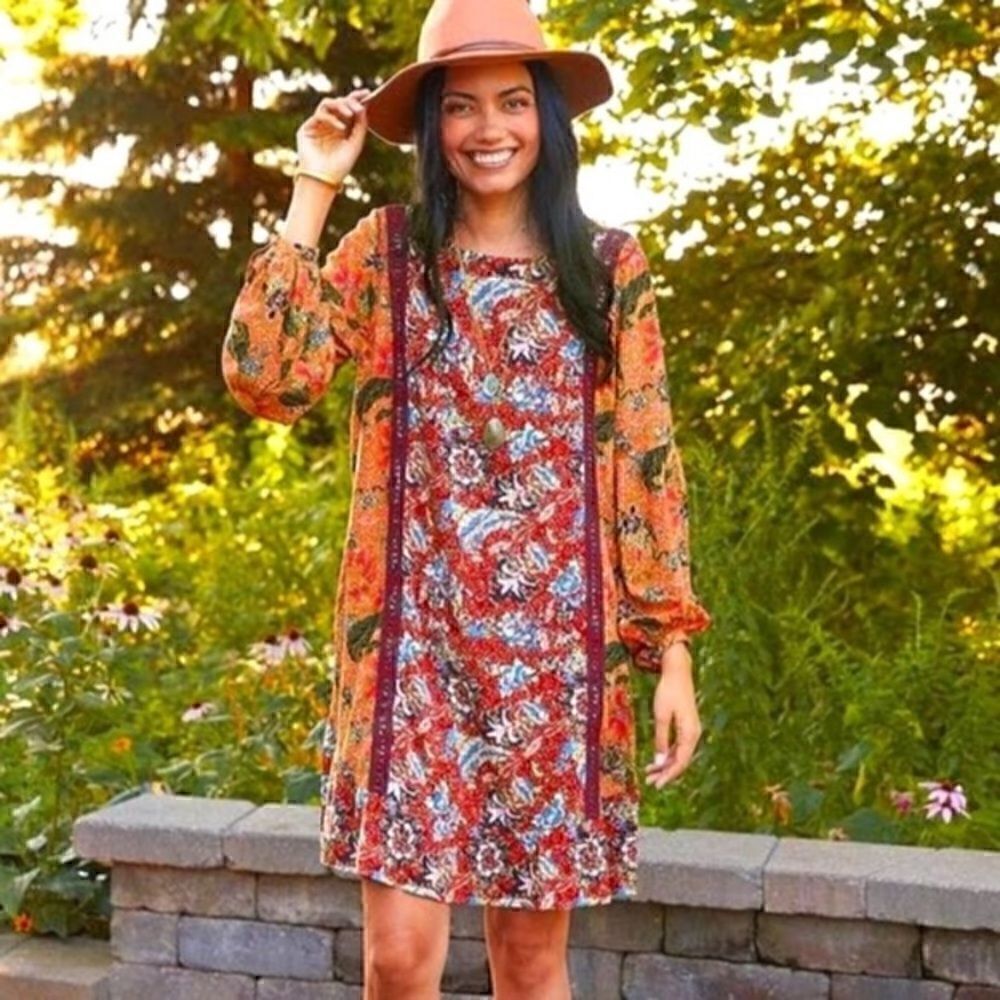 Matilda Jane Lovely Menagerie Floral Peasant Boho Dress Size XS